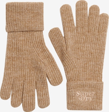 Superdry Full Finger Gloves in Brown: front