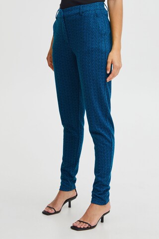 ICHI Regular Broek in Blauw: voorkant