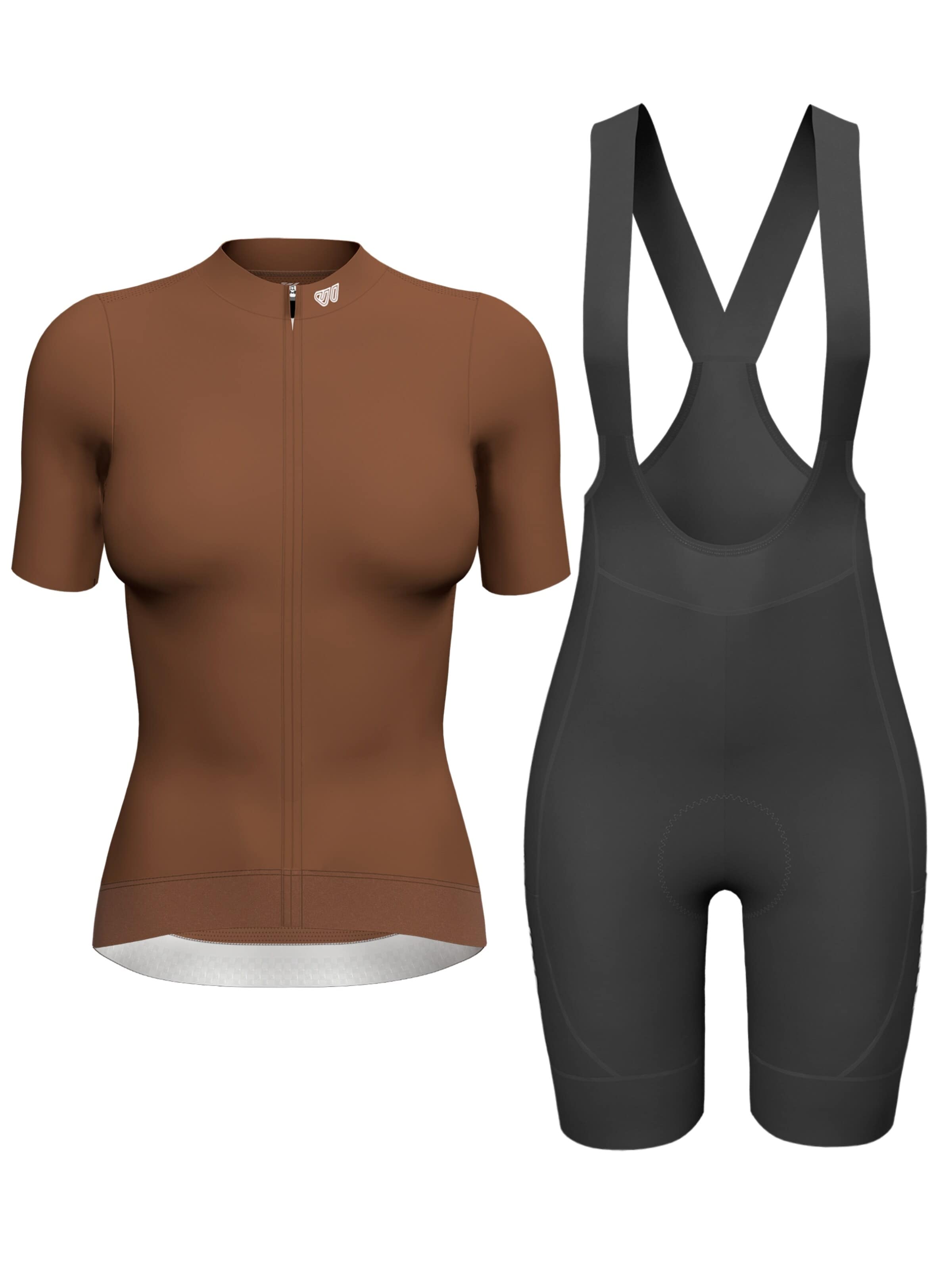 WULIBIKE Sweatsuit 'Wulibike Radsport-Set 'Aero Contour' in Braun/Schwarz' in Brown: front