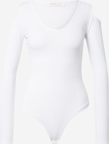 Femme Luxe Shirt Bodysuit 'FERN' in White: front