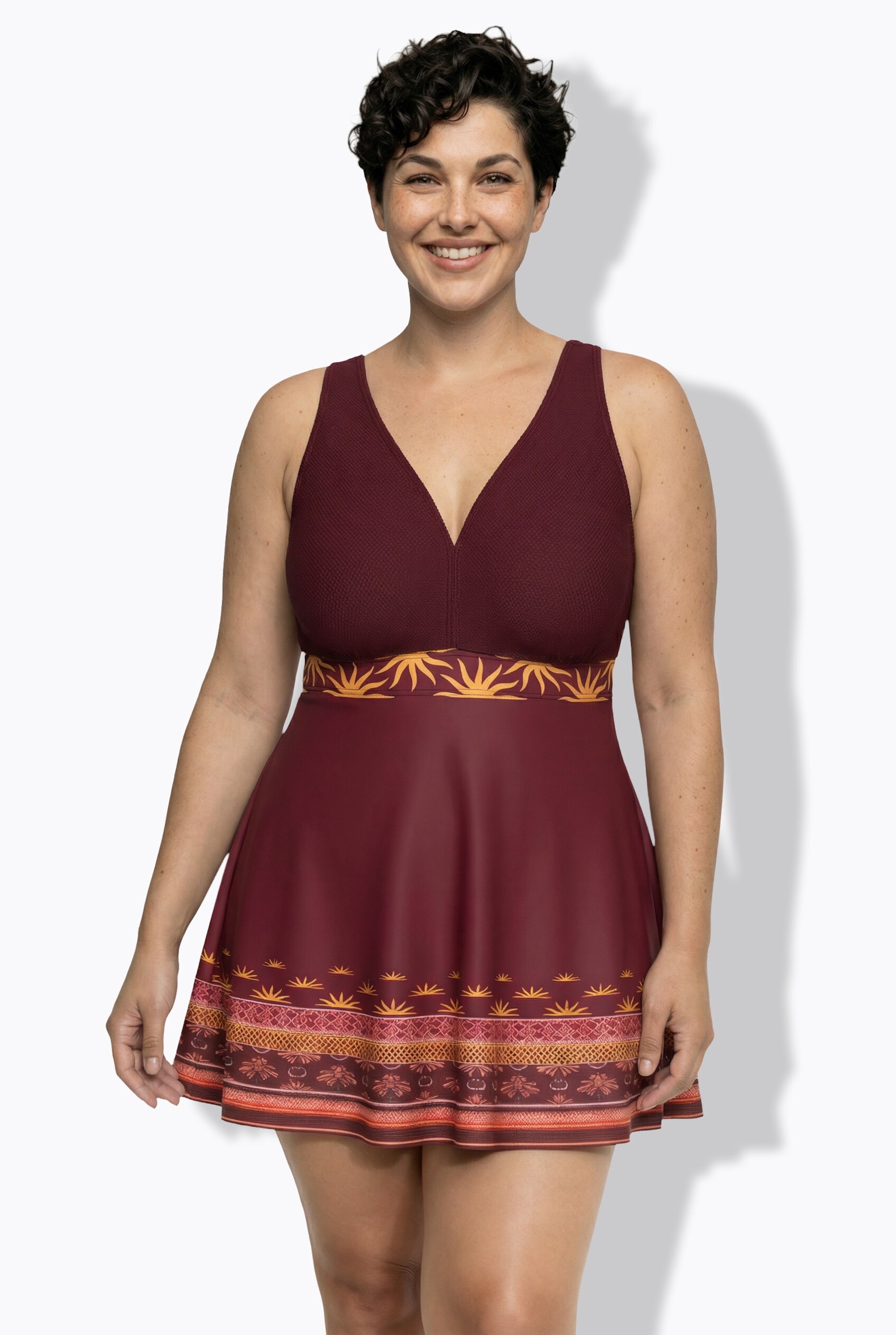Ulla Popken Classic Swimsuit in Red: front