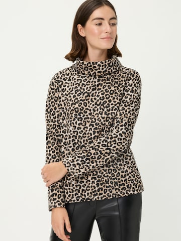 Olsen Sweatshirt, hochwertiger Jacquard mit modernem Leo-Muster in Beige: Vorderseite