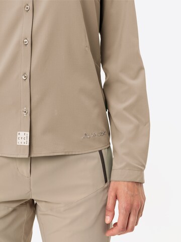 VAUDE Athletic Button Up Shirt 'Rosemoor' in Beige