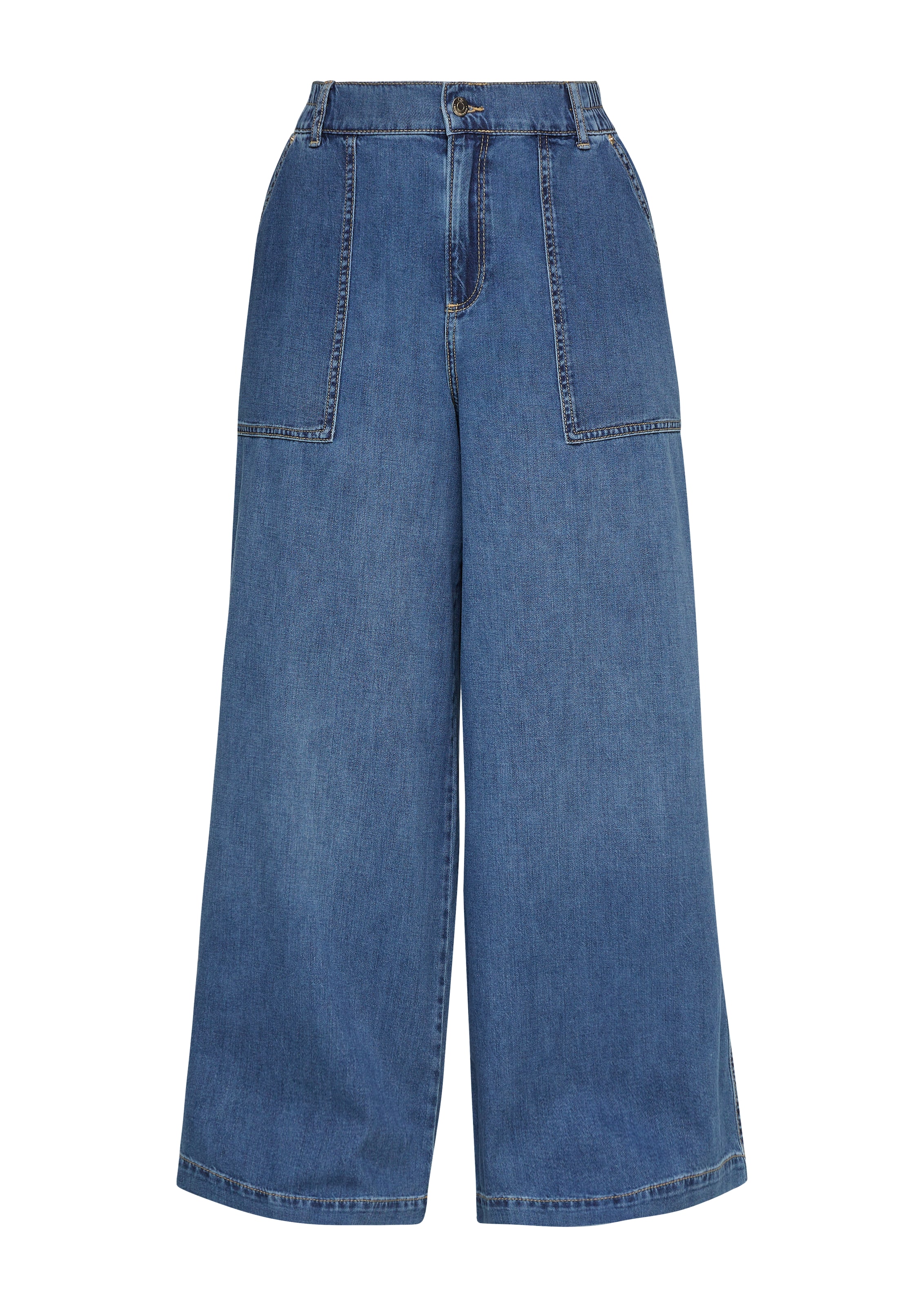 QS Wide leg Jeans in Blauw: voorkant