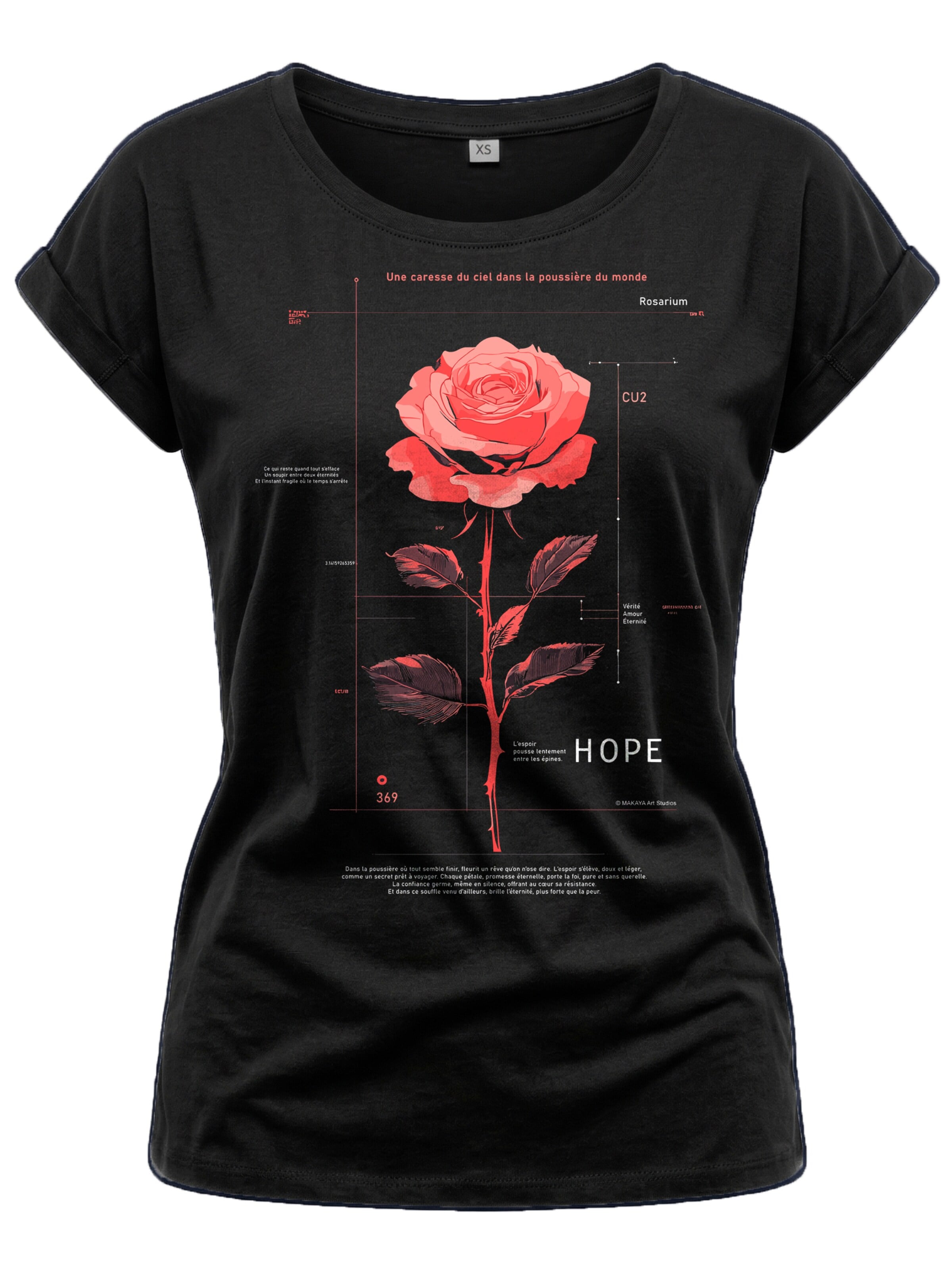 MAKAYA Shirt 'Pink Rose' in Black: front