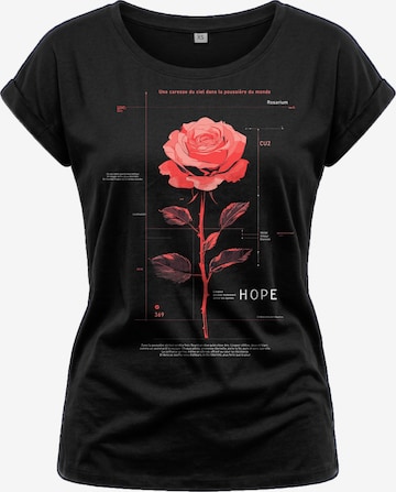 MAKAYA Shirt 'Pink Rose' in Black: front