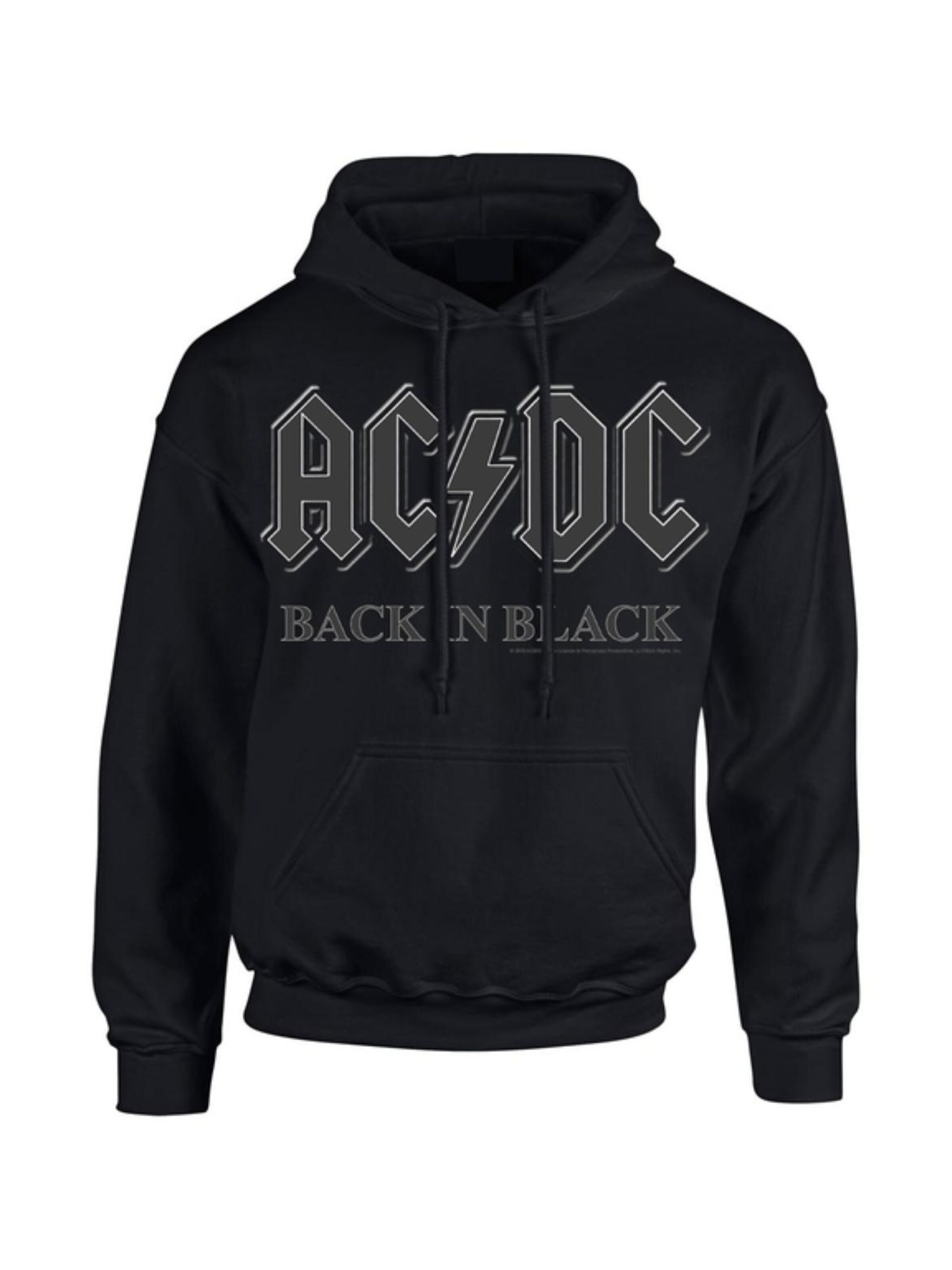AC/DC Bluzka sportowa 'Ac/Dc Back In Black Mens Hoodie Kapuzenpullover' w kolorze czarny
