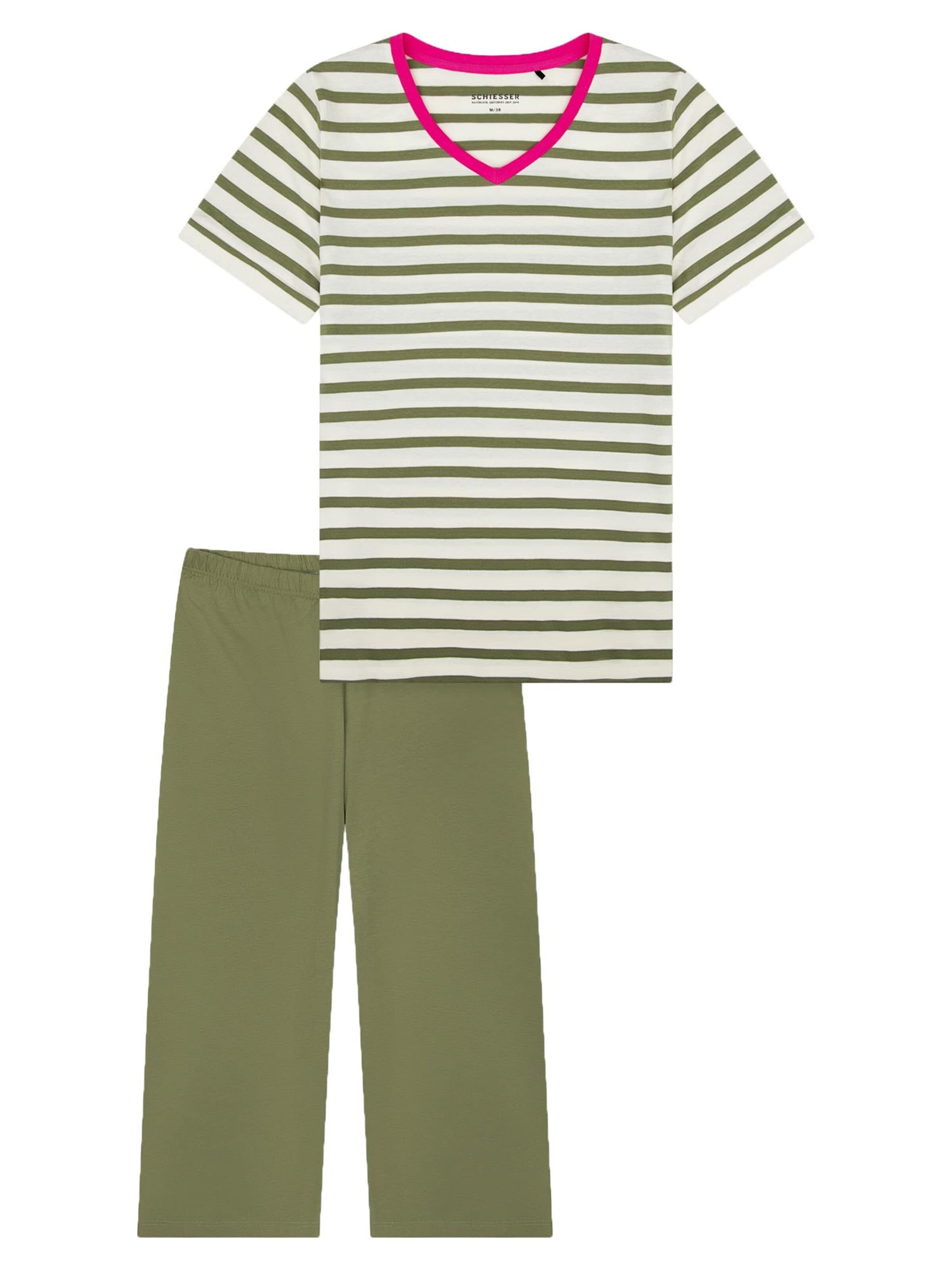SCHIESSER Pyžamo 'Casual Essentials' – zelená: přední strana
