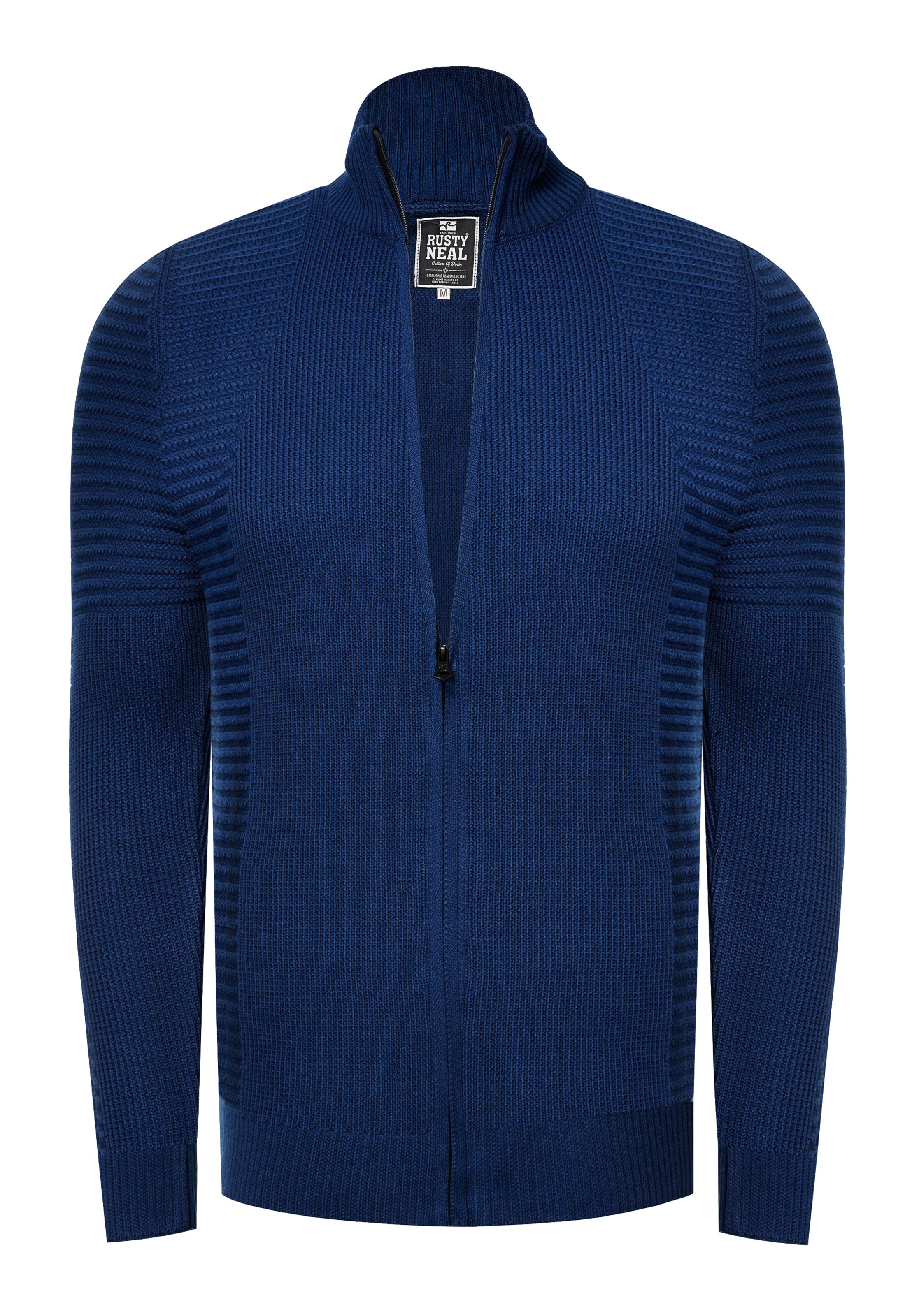 Rusty Neal Gebreid vest in Blauw: voorkant