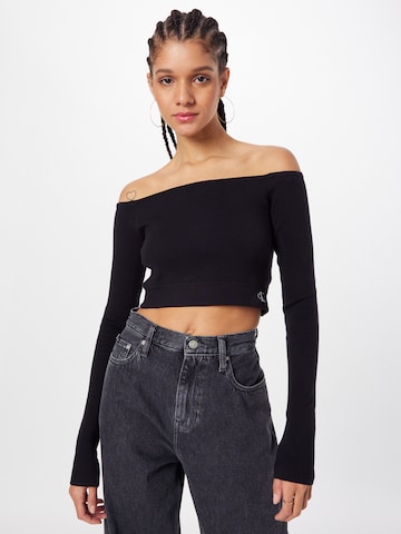 Calvin Klein Jeans Svetr 'BARDOT' – černá: přední strana
