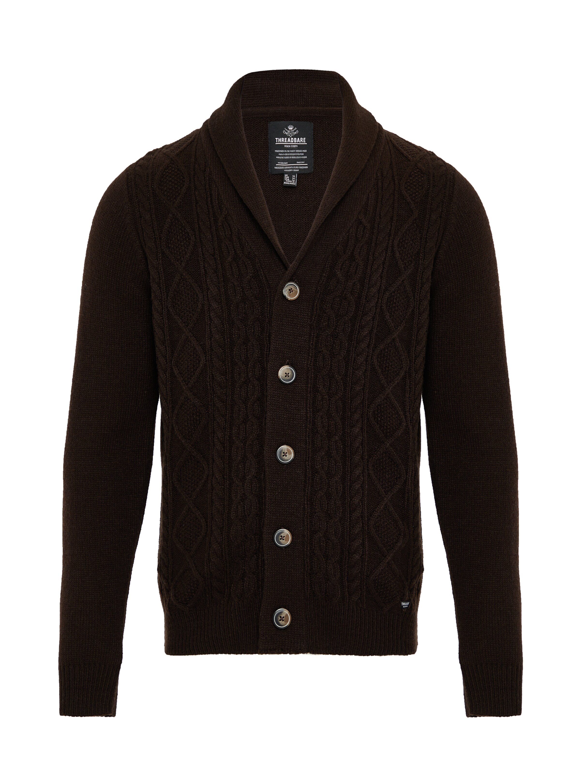 Threadbare Knit cardigan in Brown: front