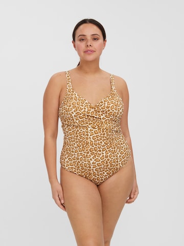 Vero Moda CurveJednodijelni kupaći kostim 'CELINE' - bež boja: prednji dio