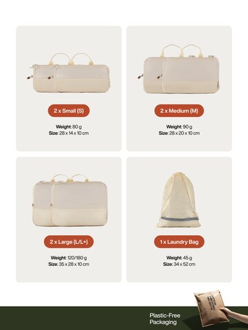 TRAVEL DUDE Reistas 'Packing Cubes Set 4 Teilig mit Kompression, Packwürfel, Packtaschen Set für Rucksack & Koffer' in Beige