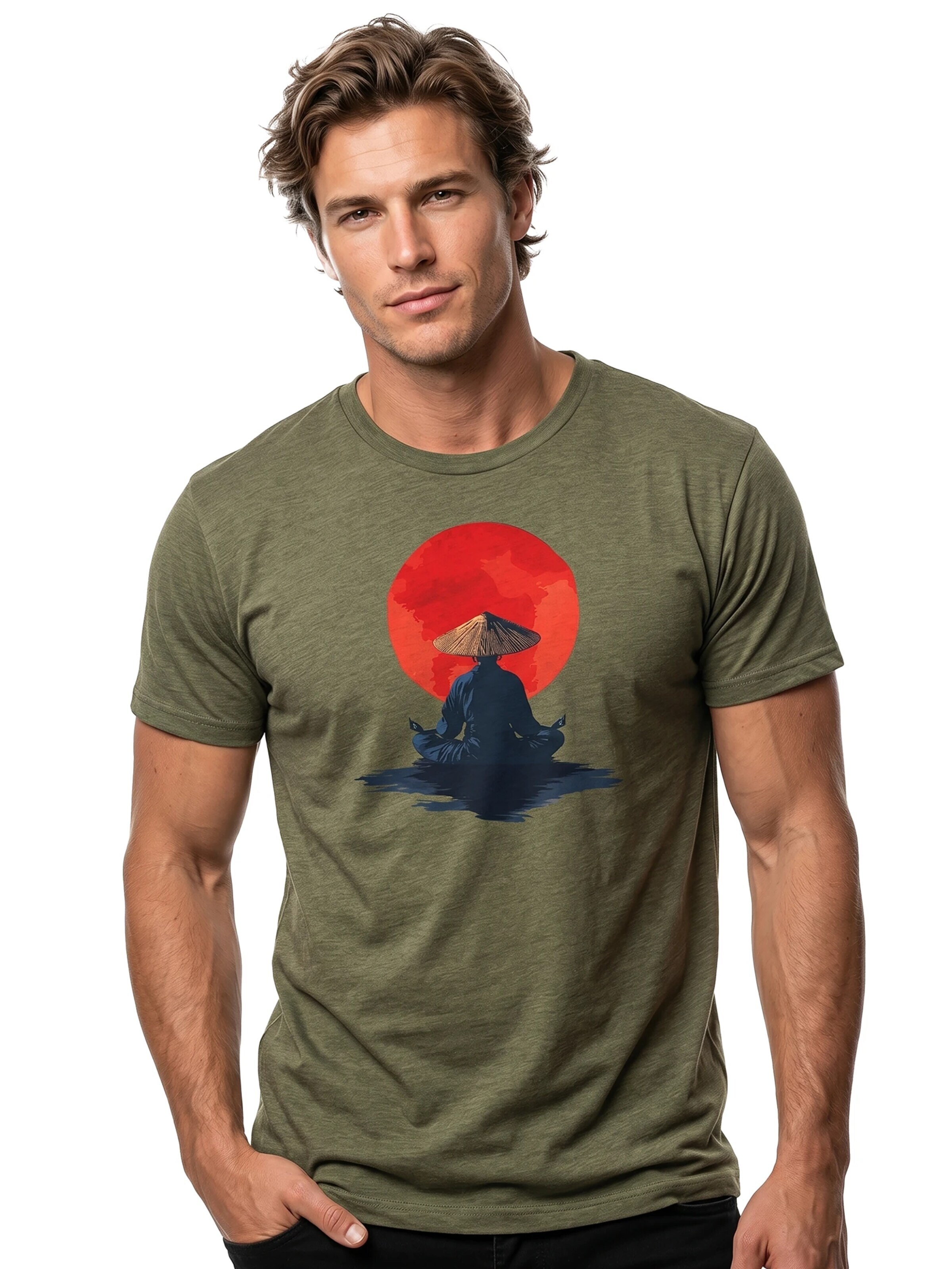 MAKAYA Shirt 'Cup Cat' in Green