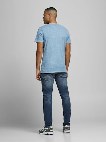 JACK & JONES جينز مضبوط قميص 'Split' بلون أزرق