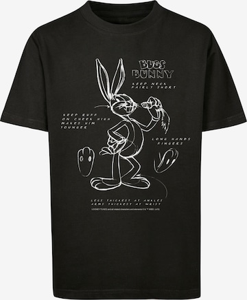 F4NT4STIC Shirt 'Looney Tunes Bugs Bunny Drawing Instruction' in Schwarz: predná strana
