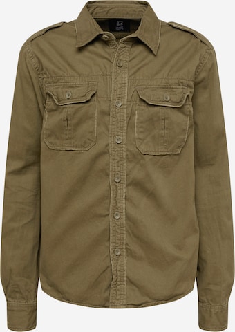 Brandit Regular fit Button Up Shirt in Green: front