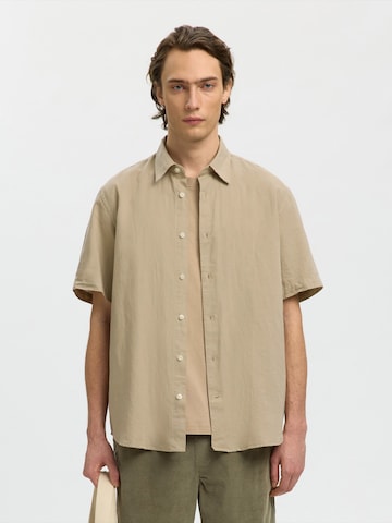 SELECTED Regular Fit Skjorte 'SLHCLAY' i beige: forside