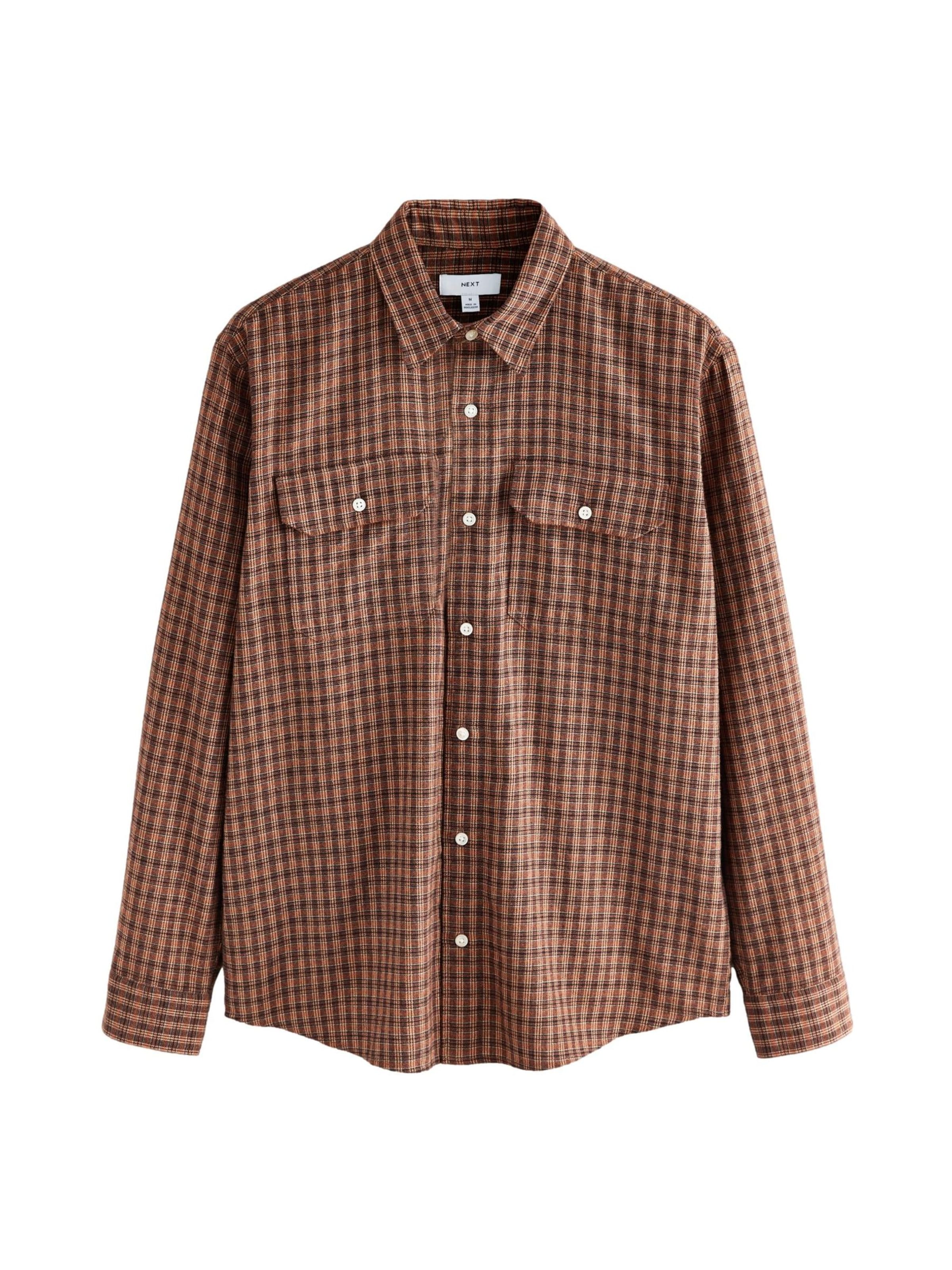 Next Regular fit Button Up Shirt in Brown: front