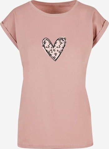 Merchcode Shirt 'Valentines Day - Leopard Heart' in Roze: voorkant