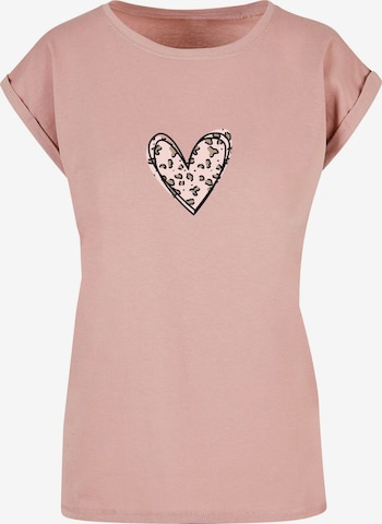 Merchcode T-Shirt 'Valentines Day - Leopard Heart' in Pink: predná strana