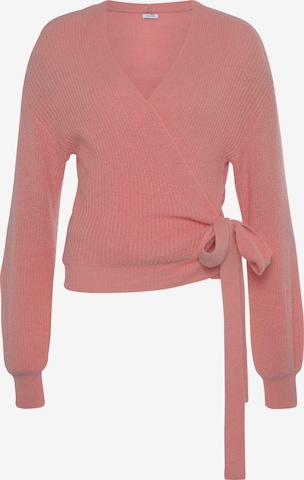LASCANA Knit Cardigan in Pink: front