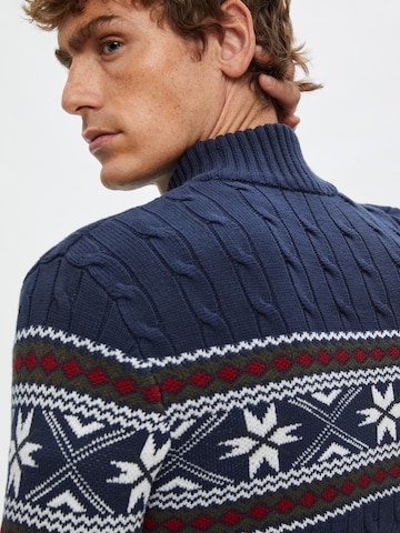 Pull-over 'SLHFlake' SELECTED en bleu