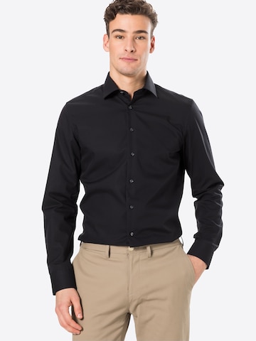 Slim fit Camicia di SEIDENSTICKER in nero: frontale