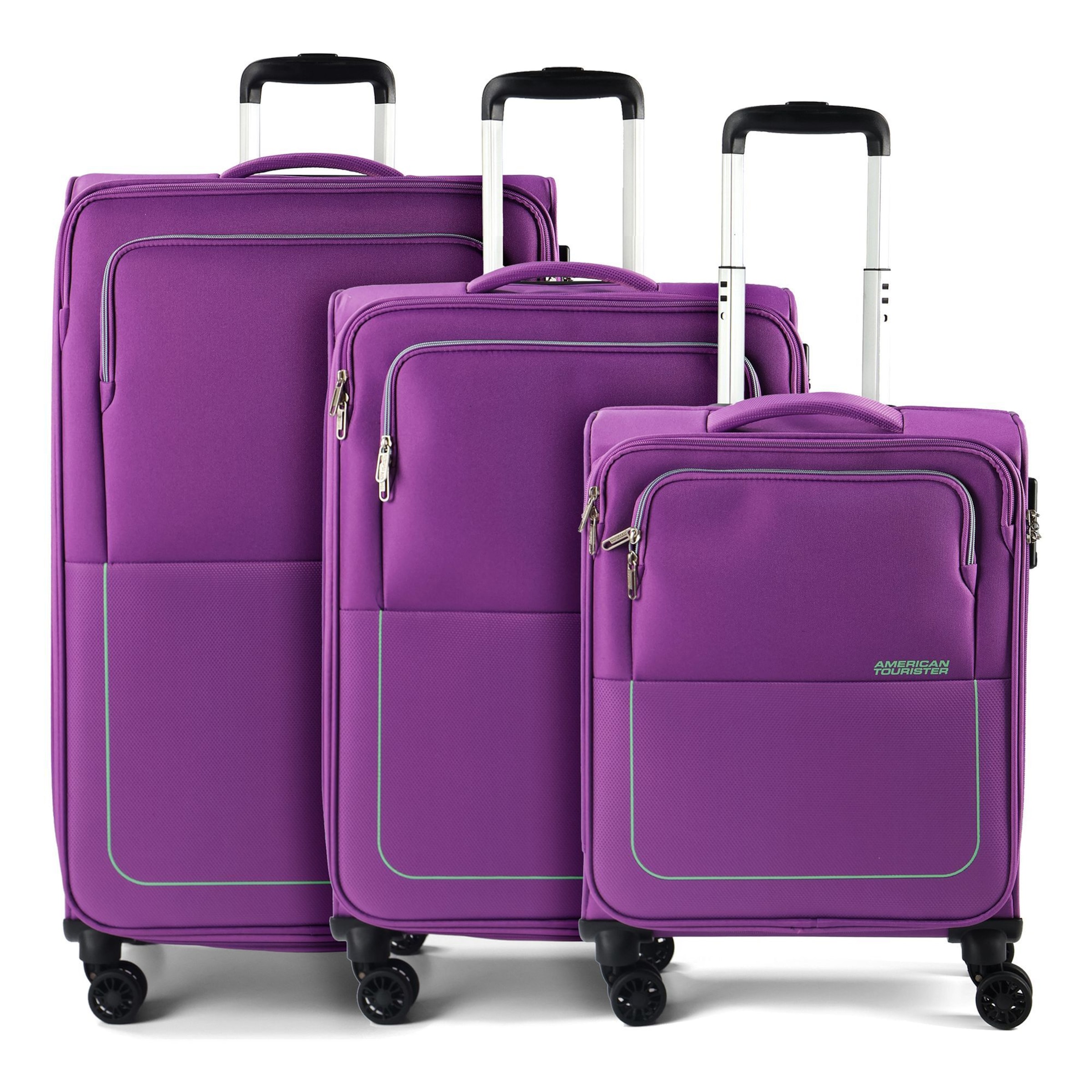 American Tourister Suitcase set 'Air Wave' in Purple: front