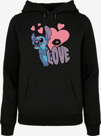 ABSOLUTE CULT Sweatshirt 'Lilo And Stitch - Love Hearts' in Zwart: voorkant