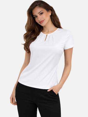 REGINA FASHION Blouse 'Short Sleeve Blouse with Pleated Neckline' in Wit