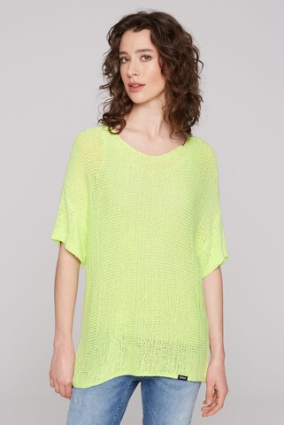 Soccx Kurzarm-Pullover aus Effektgarn in Gelb: Vorderseite