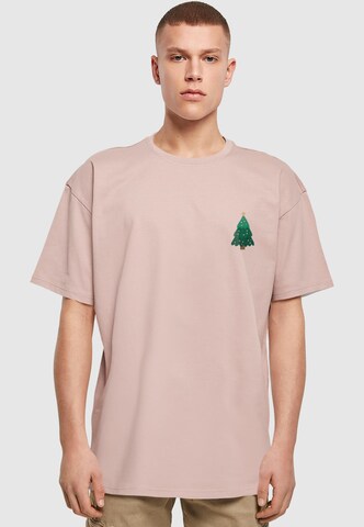 Merchcode T-Shirt 'Christmas Holly Jolly Mood' in Pink: Vorderseite