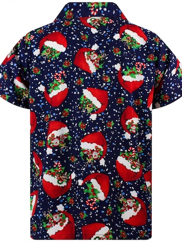 King Kameha Regular Fit Hemd 'Christmas Flying Hats'‌‌‌‌‌‌‌ in Blau