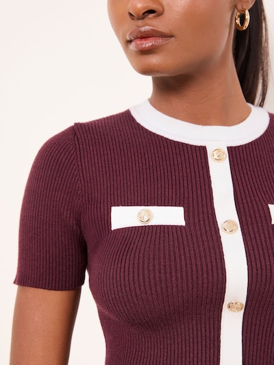 Lipsy Sweater in XS in Burgundy / White, Item view