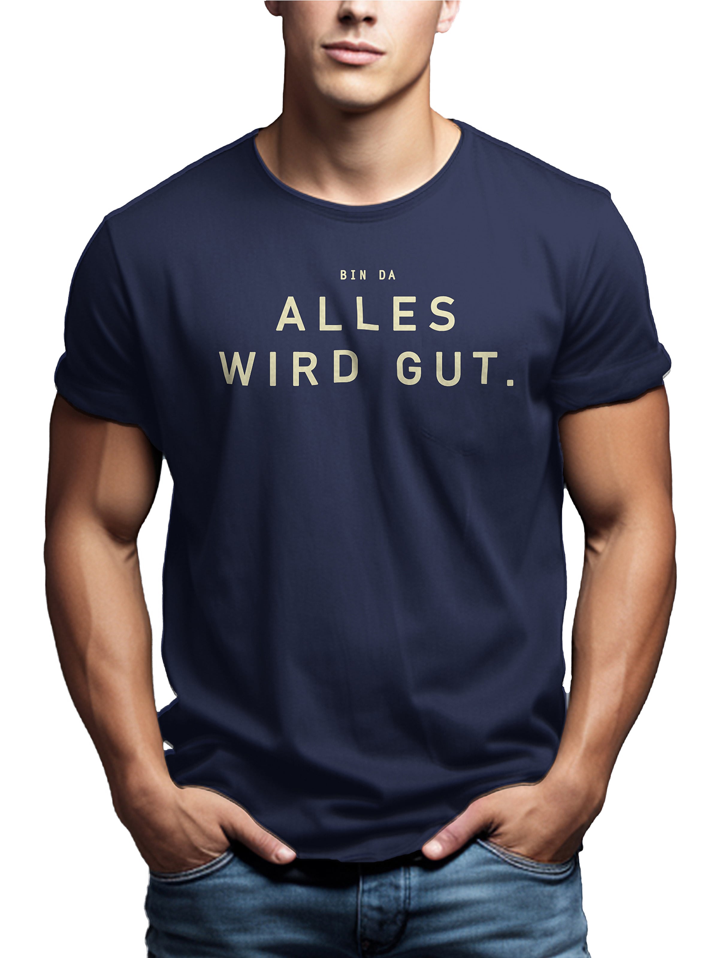 MAKAYA Shirt 'Bin da alles wird gut' in Blue