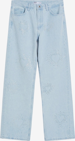 Bershka Szeroka nogawka Jeansy w kolorze niebieski: przód