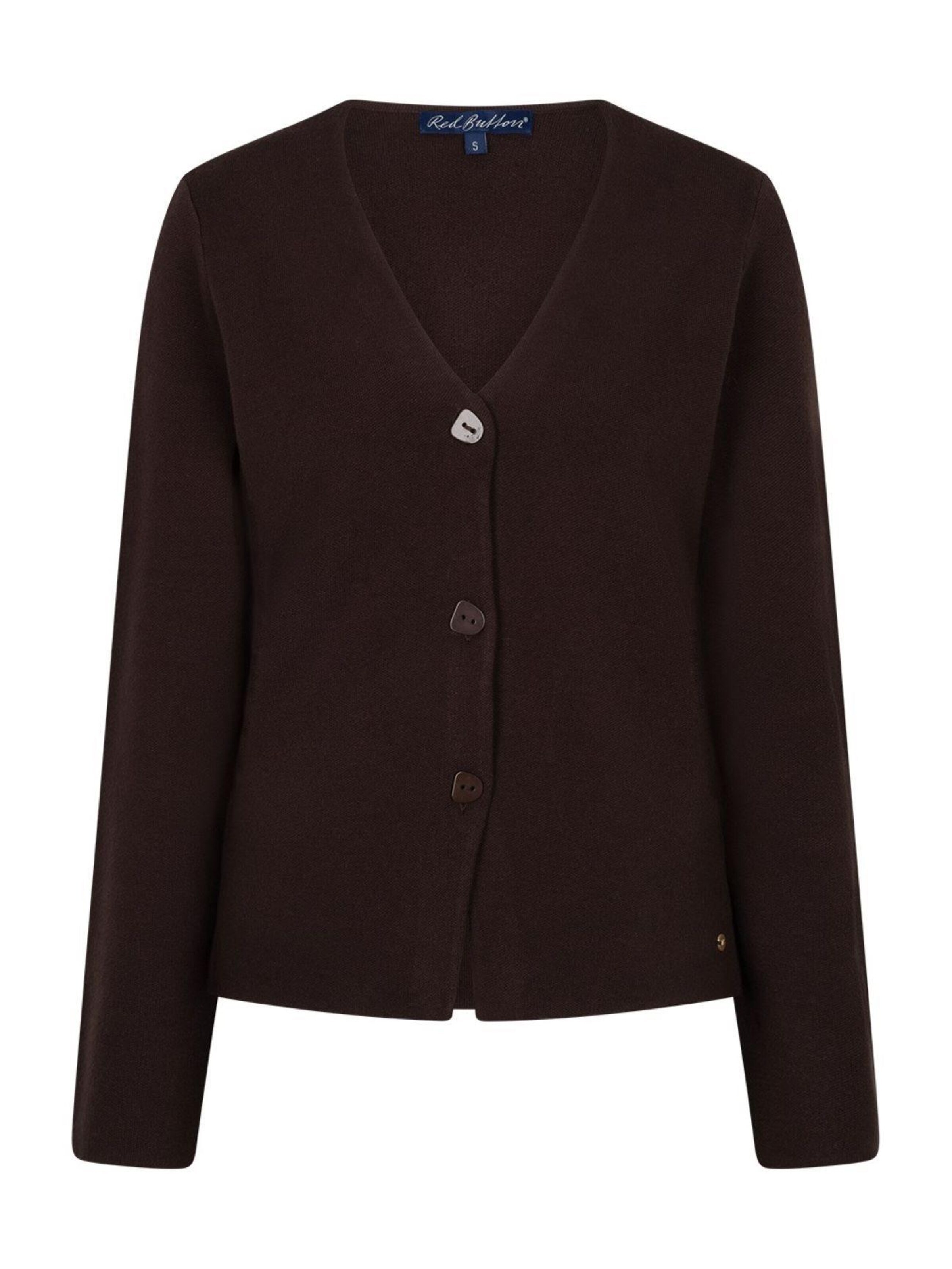 Red Button Knit cardigan 'Emilie' in Brown: front