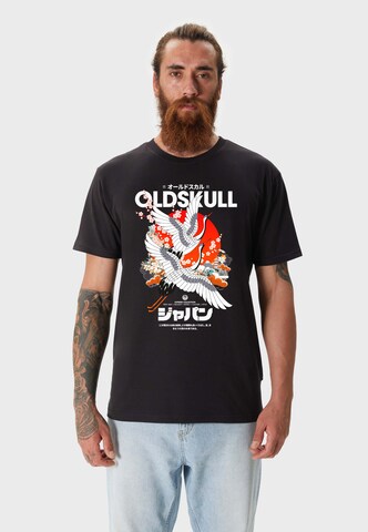 Oldskull T-Shirt 'ASIAN CRANE BEAUTY' in Schwarz: Vorderseite