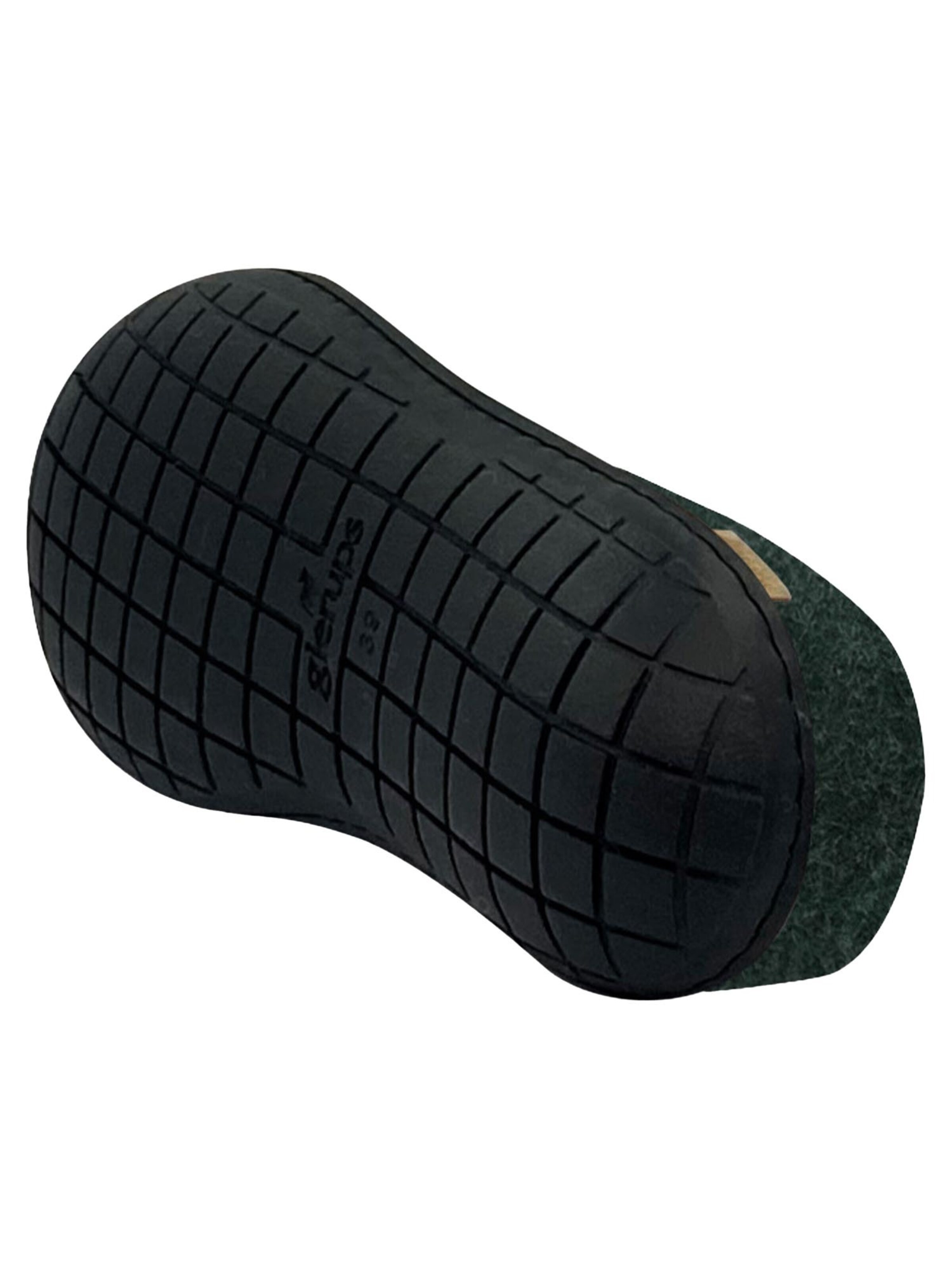 Glerups Slippers 'Black Rubber' in Green