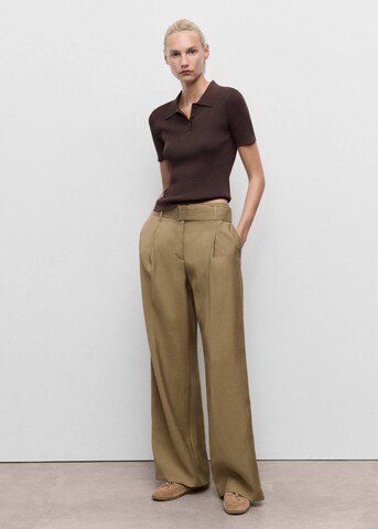 MANGO Wide leg Pleat-Front Pants 'Lirica' in Green