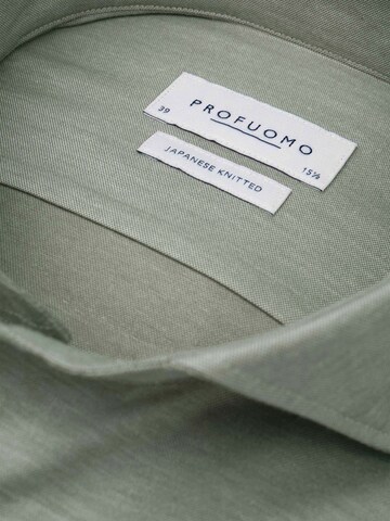 Profuomo Slim fit Button Up Shirt 'Japanese Knitted' in Green