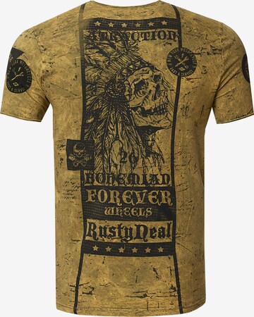 Rusty Neal T-Shirt mit Oil Washed Skull All Over Front Print in Grün