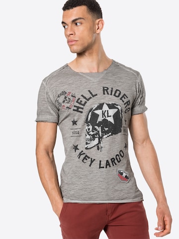 Key Largo Тениска 'HELL RIDERS' в сиво: отпред