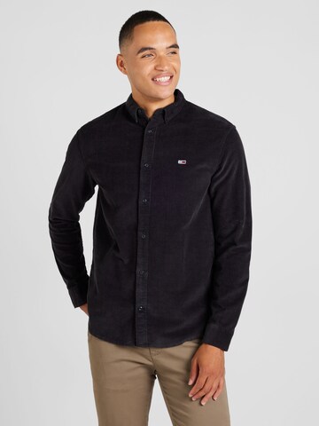 Tommy Jeans Regular Fit Hemd in Schwarz: Vorderseite