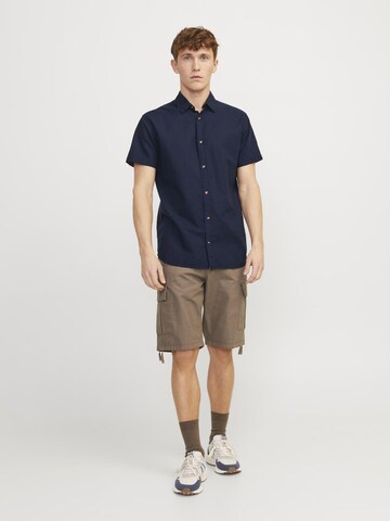 JACK & JONES Comfort fit Button Up Shirt in Blue