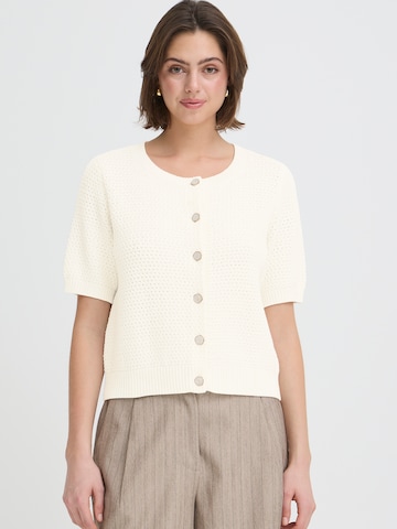 Fransa Strickjacke 'FRARALYN' in Weiß: Vorderseite