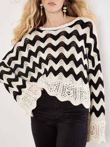 Apricot Chevron Scallop Boarder Jumper ' ' in Beige