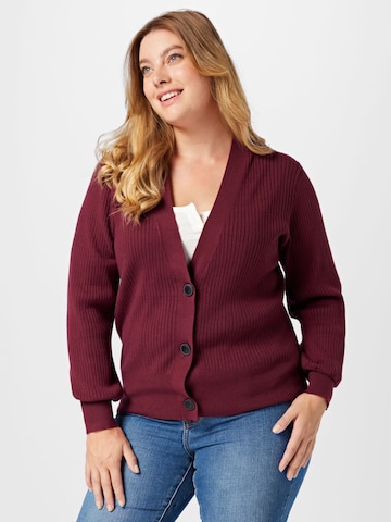 Noisy May Curve Knit Cardigan in Purple: front
