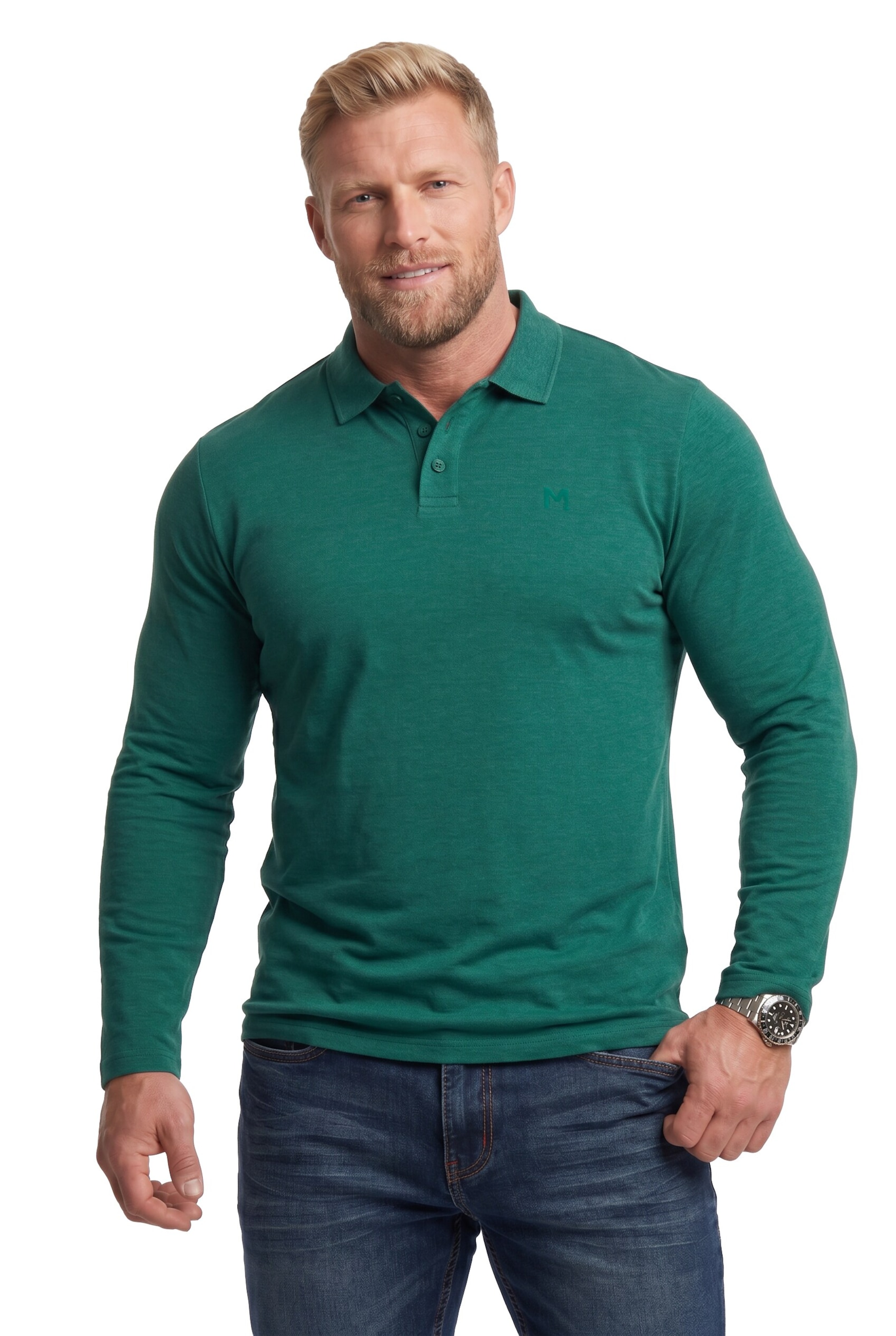 Men Plus Shirt in Green: front